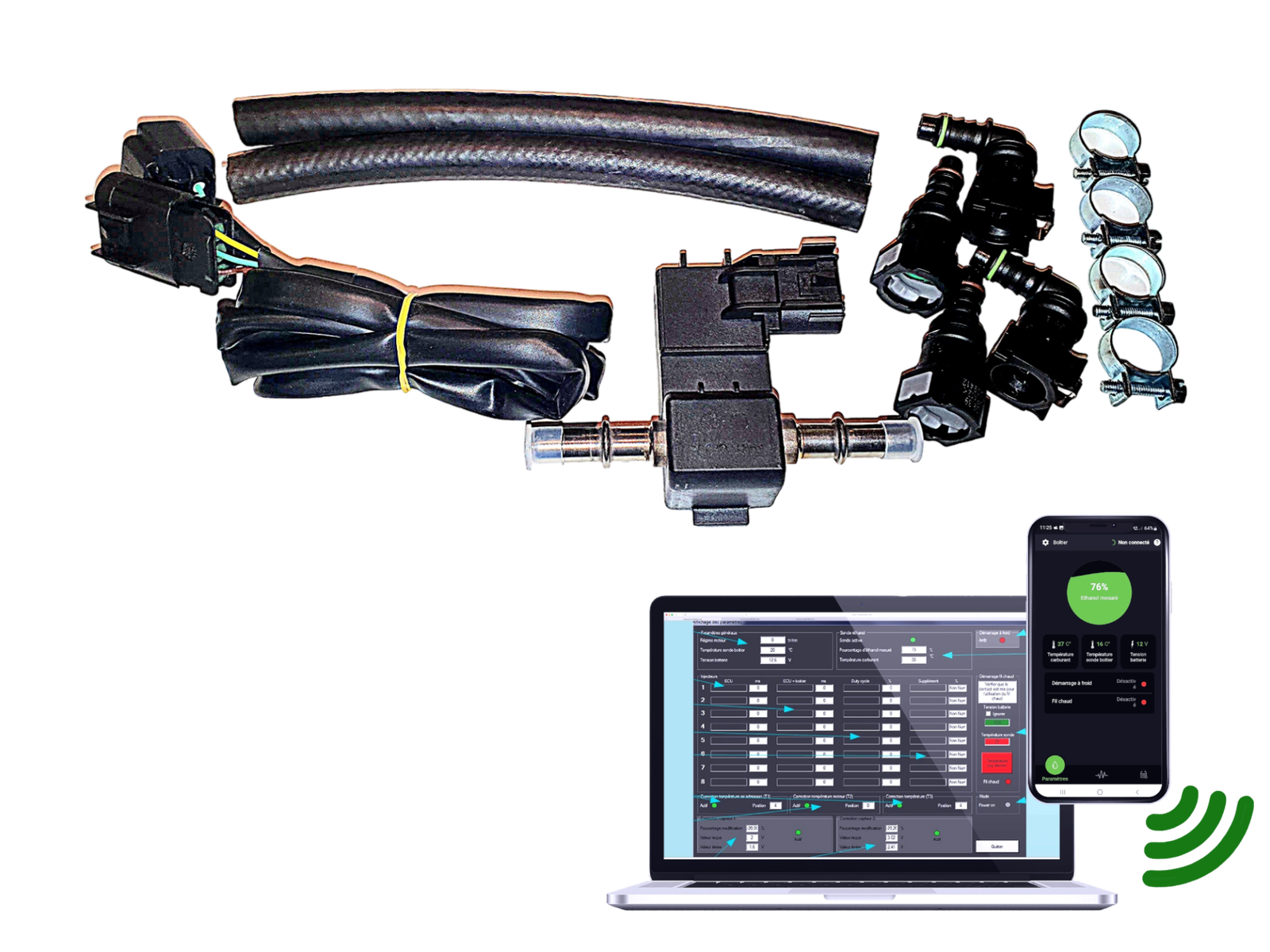 Ethanol sensor with code for activation of the option