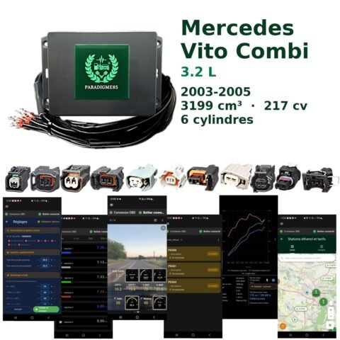 Boîtier éthanol E85 WiFi pour Mercedes Vito Combi 3.2 L (2003-2005) — 6 cylindres