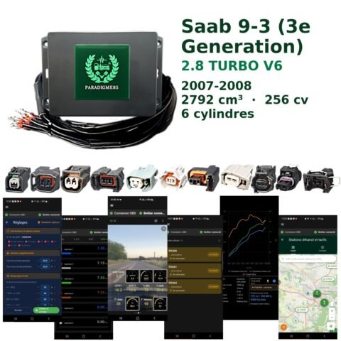 Boîtier éthanol E85 WiFi pour Saab 9-3 (3e Generation) 2.8 TURBO V6 (2007-2008) — 6 cylindres